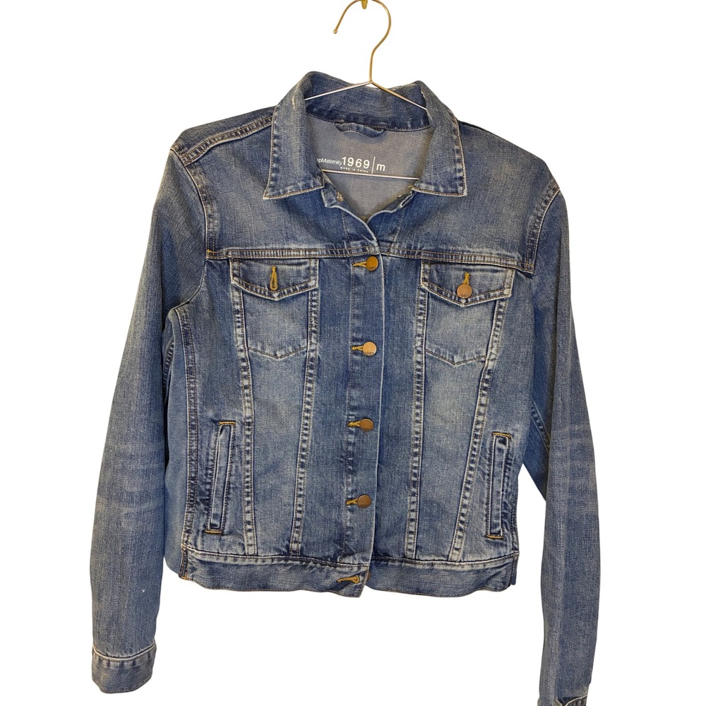 Gap 1969 Denim Jacket Medium Wash Blue Trucker Jean Jacket Womens M Vintage